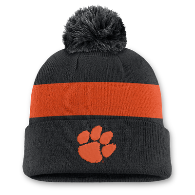 Bonnet unisexe à rayures et pompon Nike Primetime Stripe des Clemson Tigers - Noir