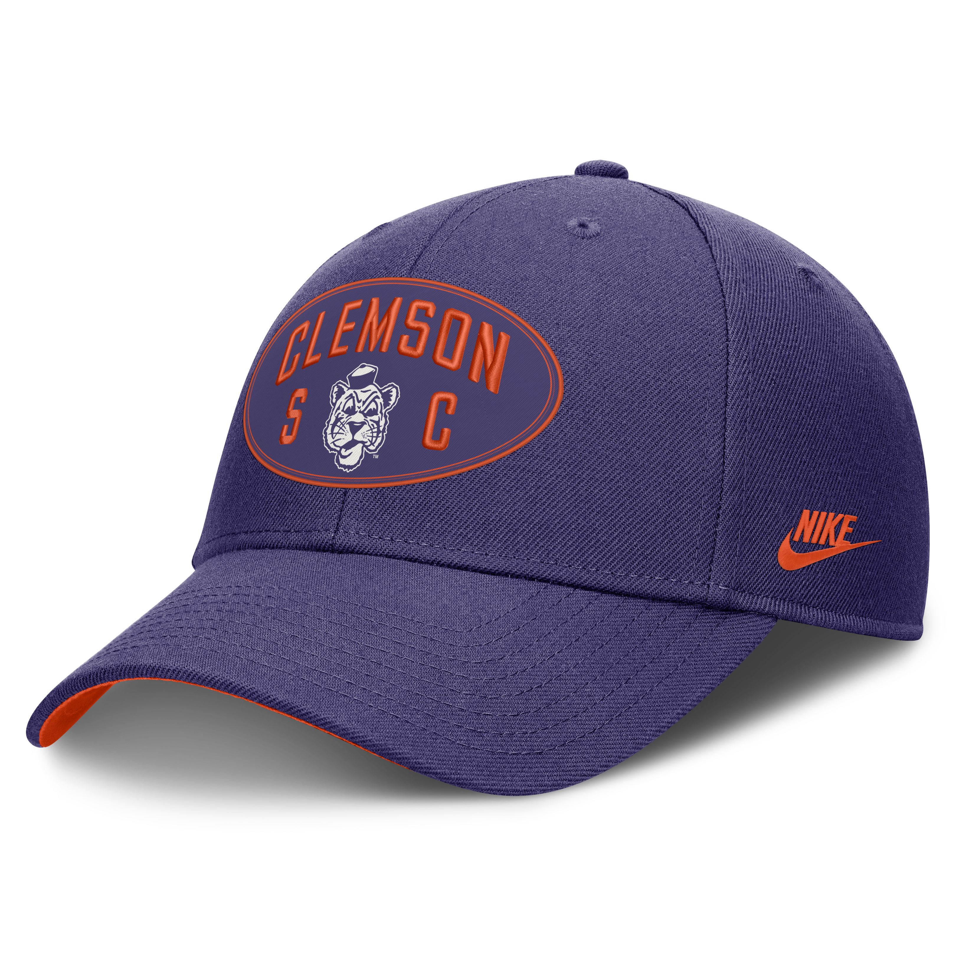 Casquette unisexe Nike violette Clemson Tigers Legacy Letter & Location Rise ajustable