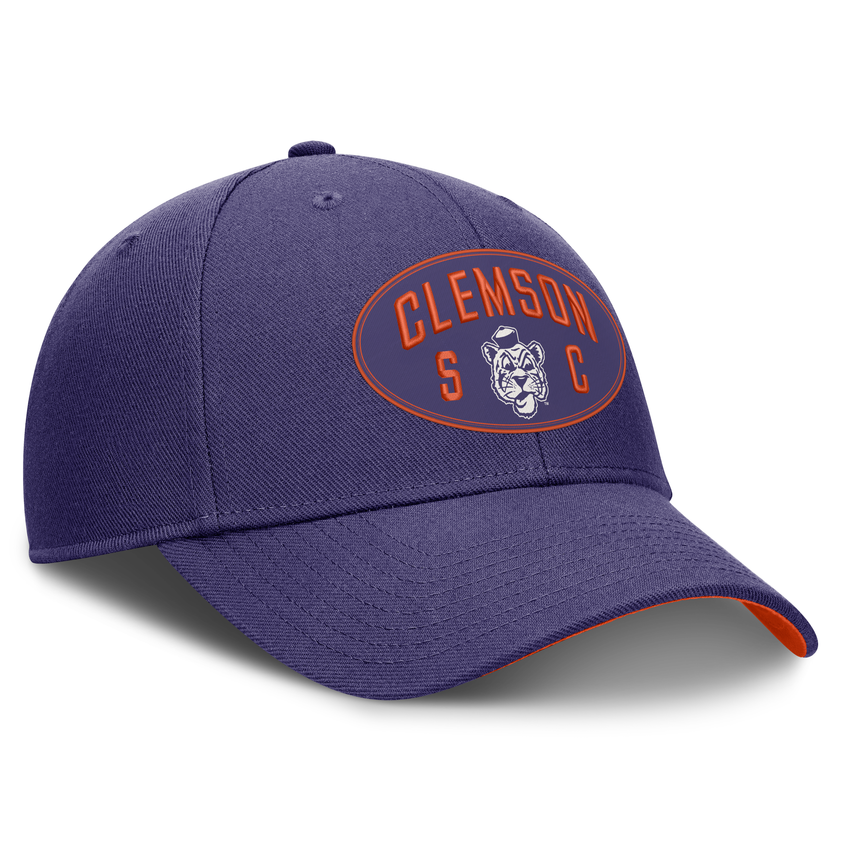 Casquette unisexe Nike violette Clemson Tigers Legacy Letter & Location Rise ajustable