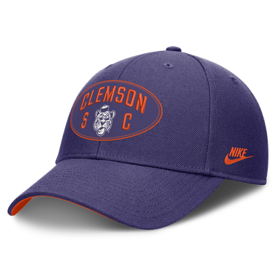 Casquette unisexe Nike Clemson Tigers Legacy Letter & Location Rise ajustable - Violette