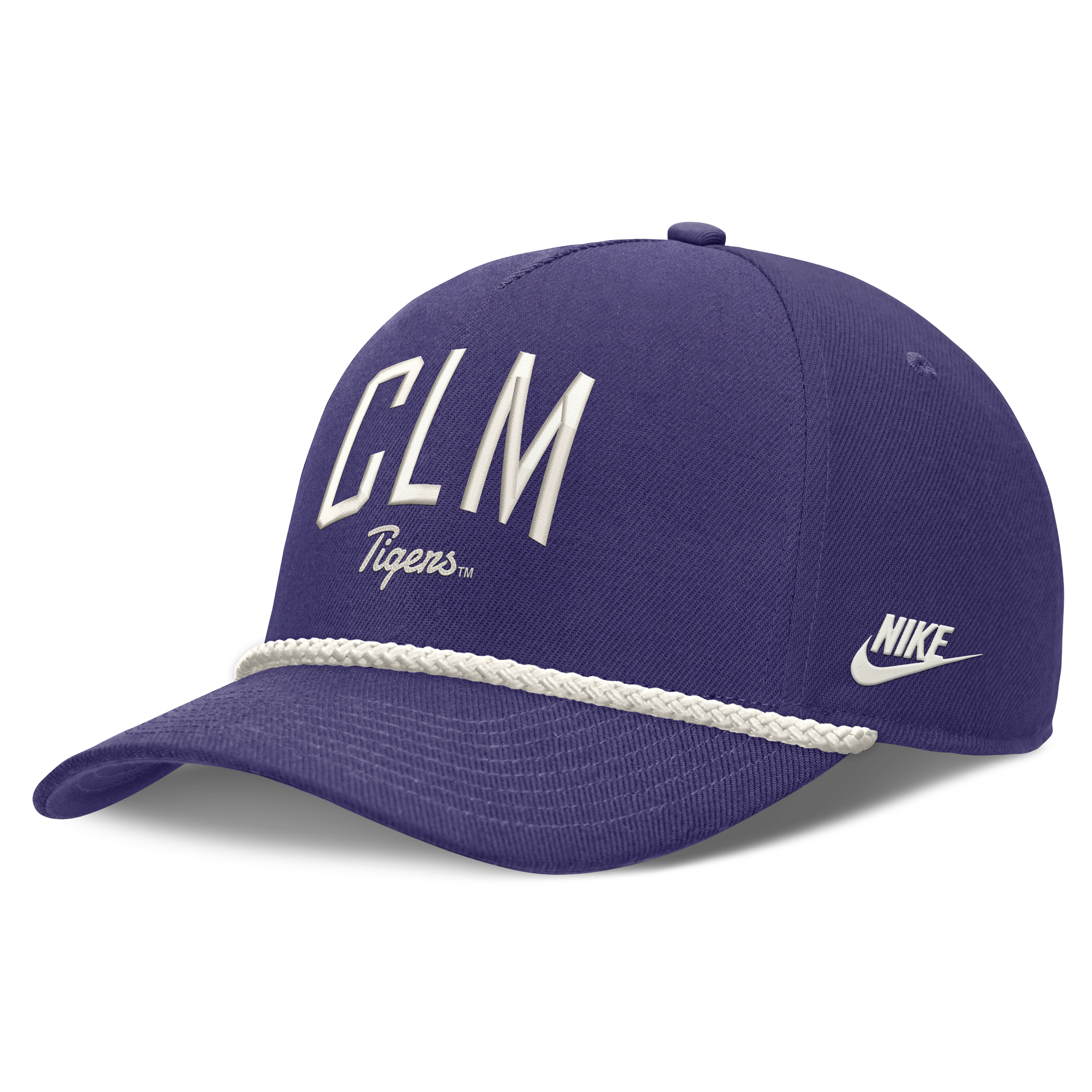 Casquette unisexe Nike violette à lettres Clemson Tigers, taille ajustable.