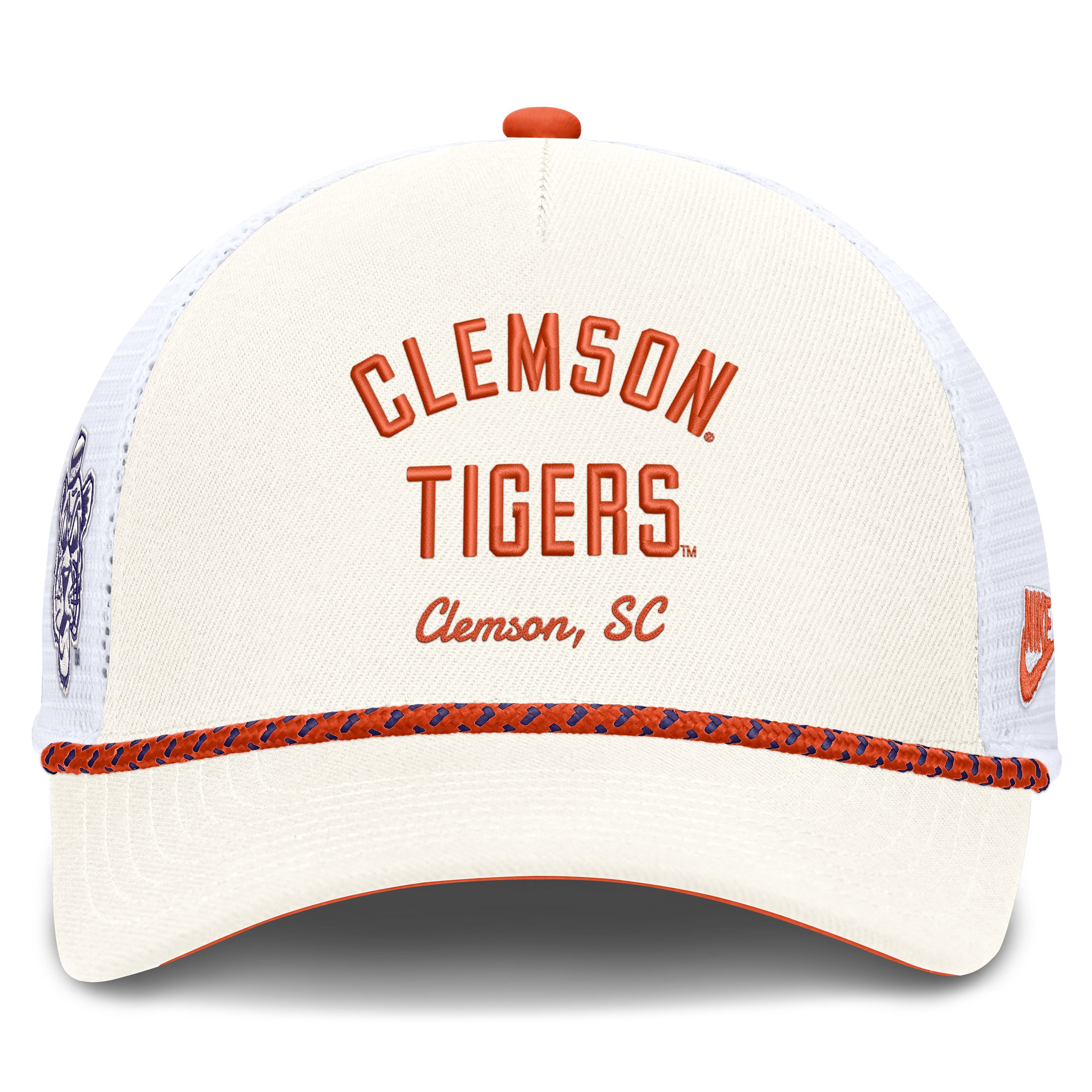 Unisex Nike White Clemson Tigers Mascot Rope Trucker Adjustable Hat