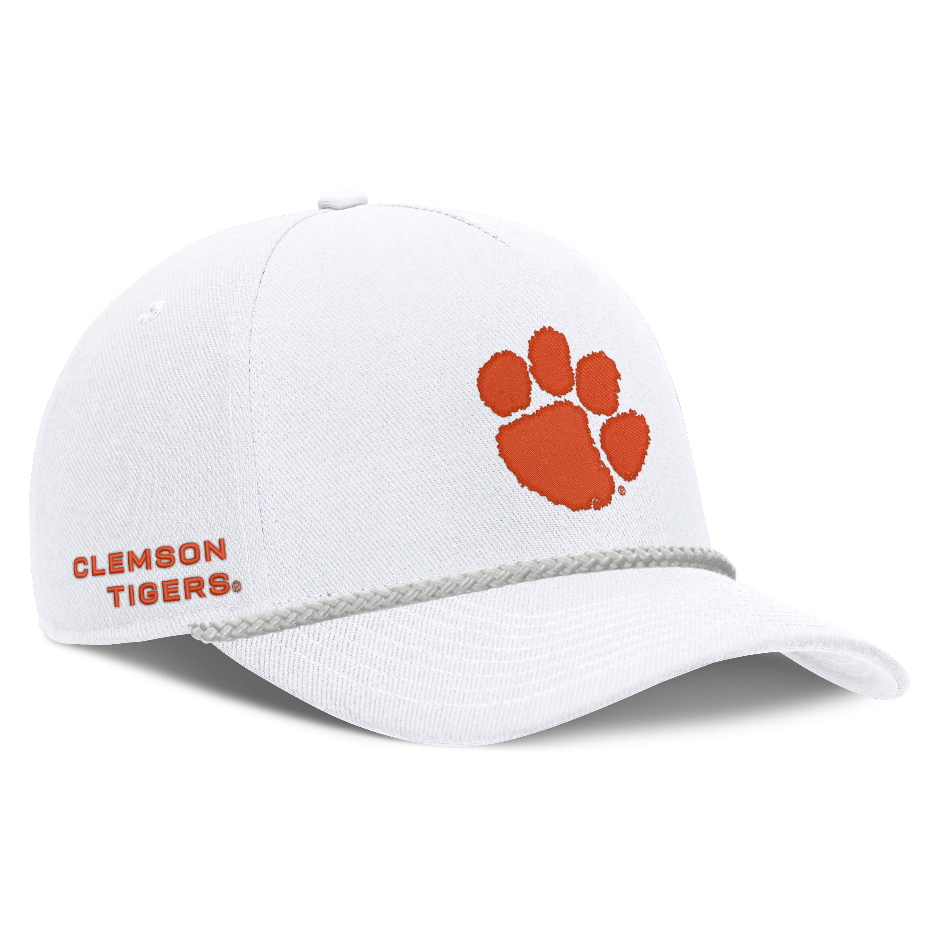 Casquette unisexe Nike blanche Clemson Tigers Rope Rise ajustable