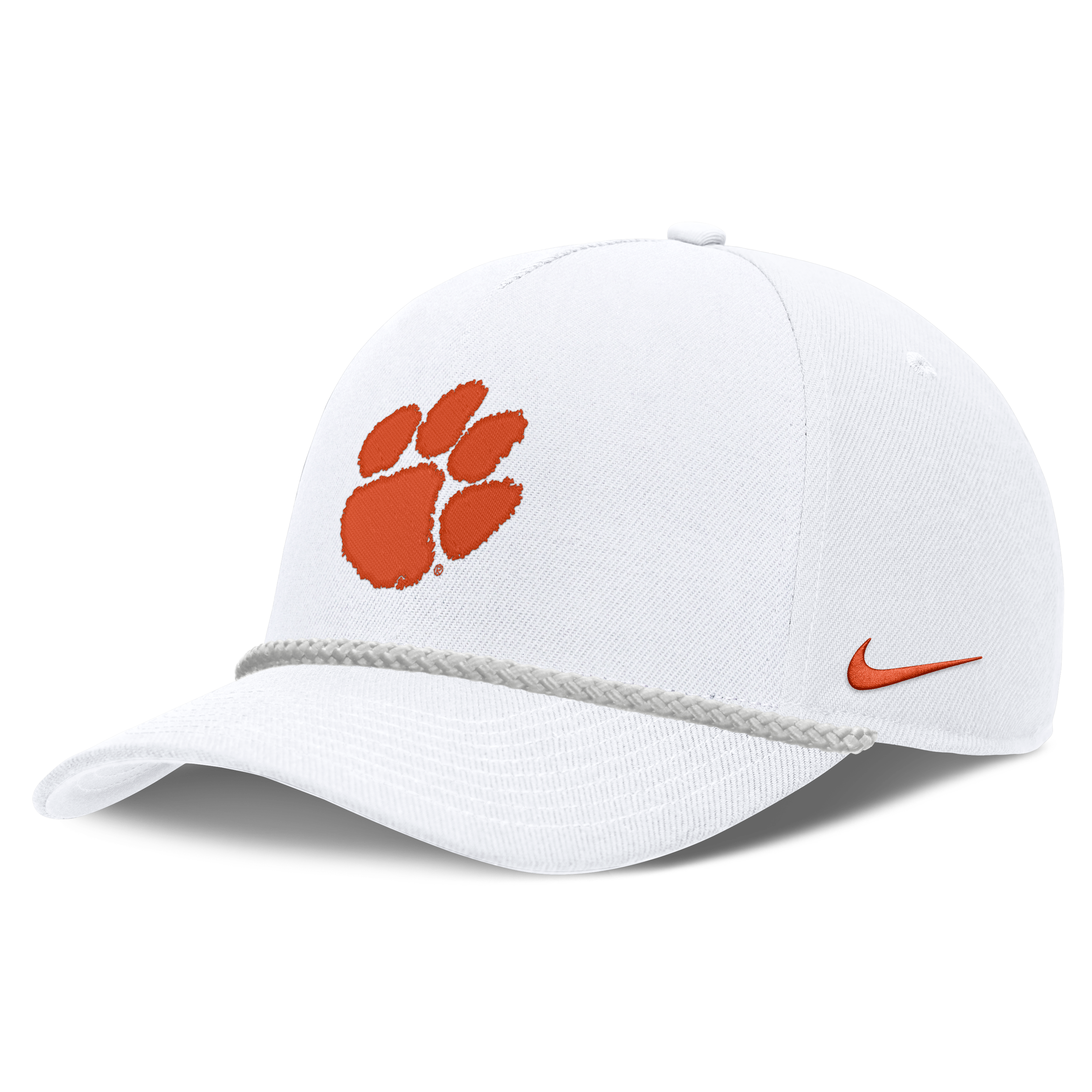 Casquette unisexe Nike blanche Clemson Tigers Rope Rise ajustable
