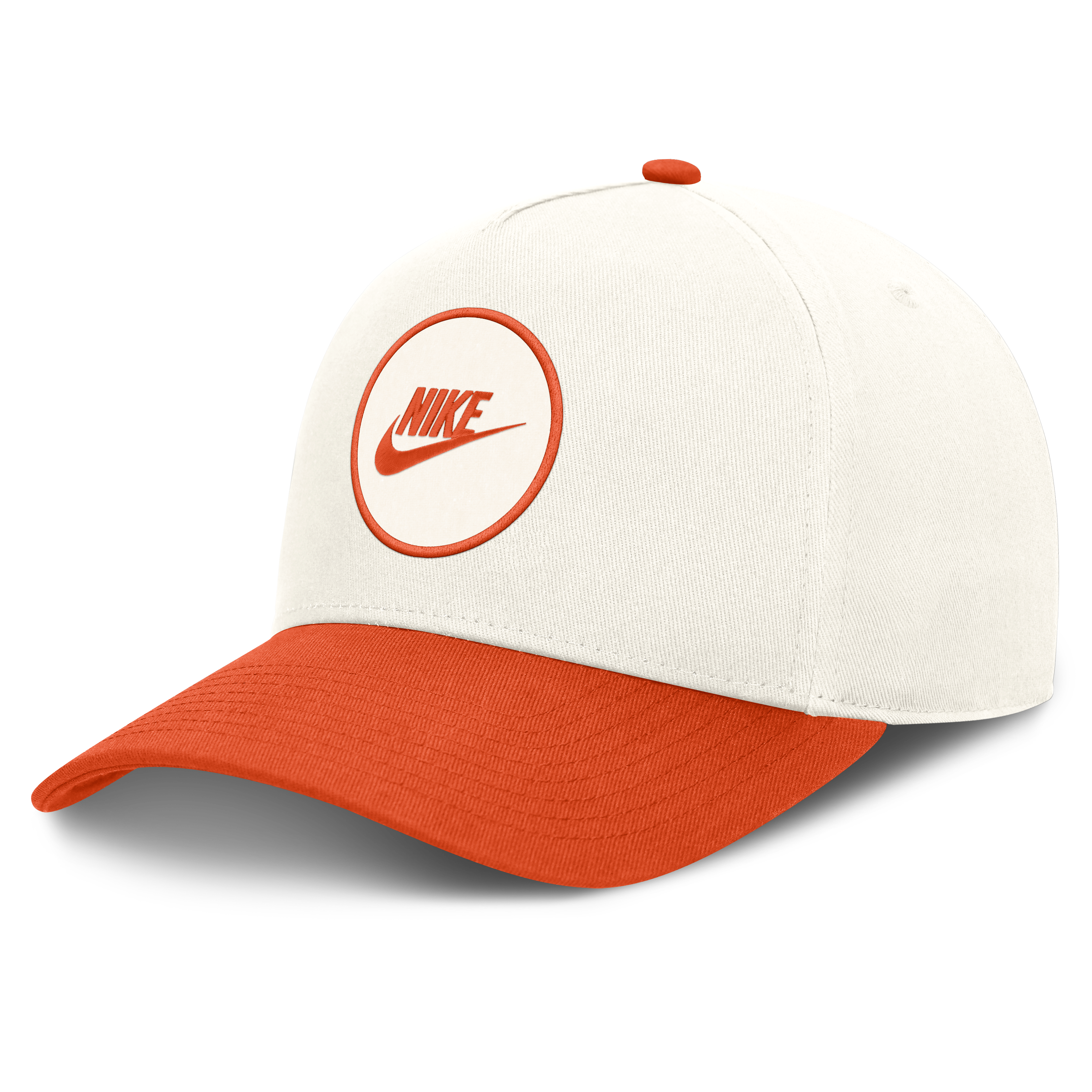 Casquette unisexe Nike blanche/orange Clemson Tigers Rise avec logo latéral en A et technologie Dri-FIT ajustable