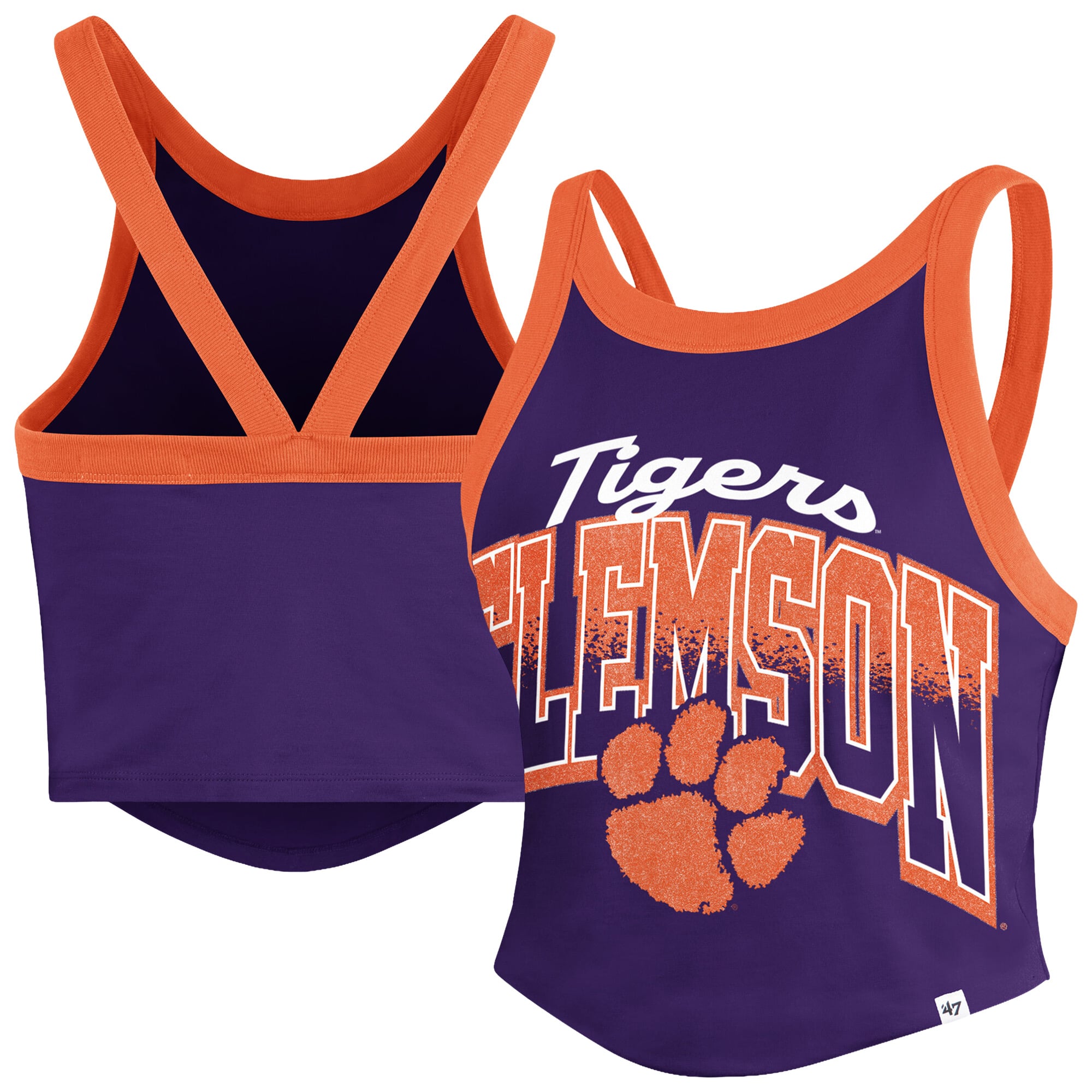 Women's '47 Purple Clemson Tigers Shimmer Shadow Sporty Tank Top