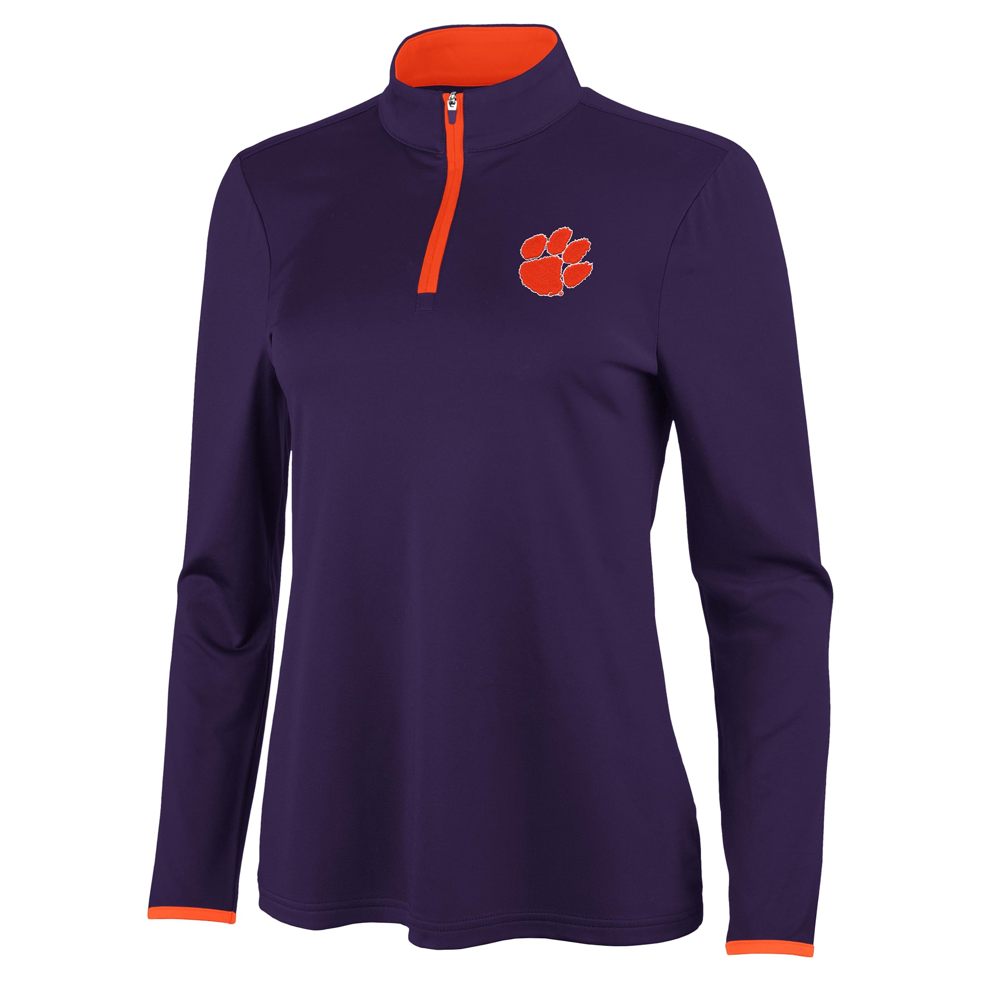 Women's Antigua Purple/Orange Clemson Tigers Brink Quarter-Zip Pullover