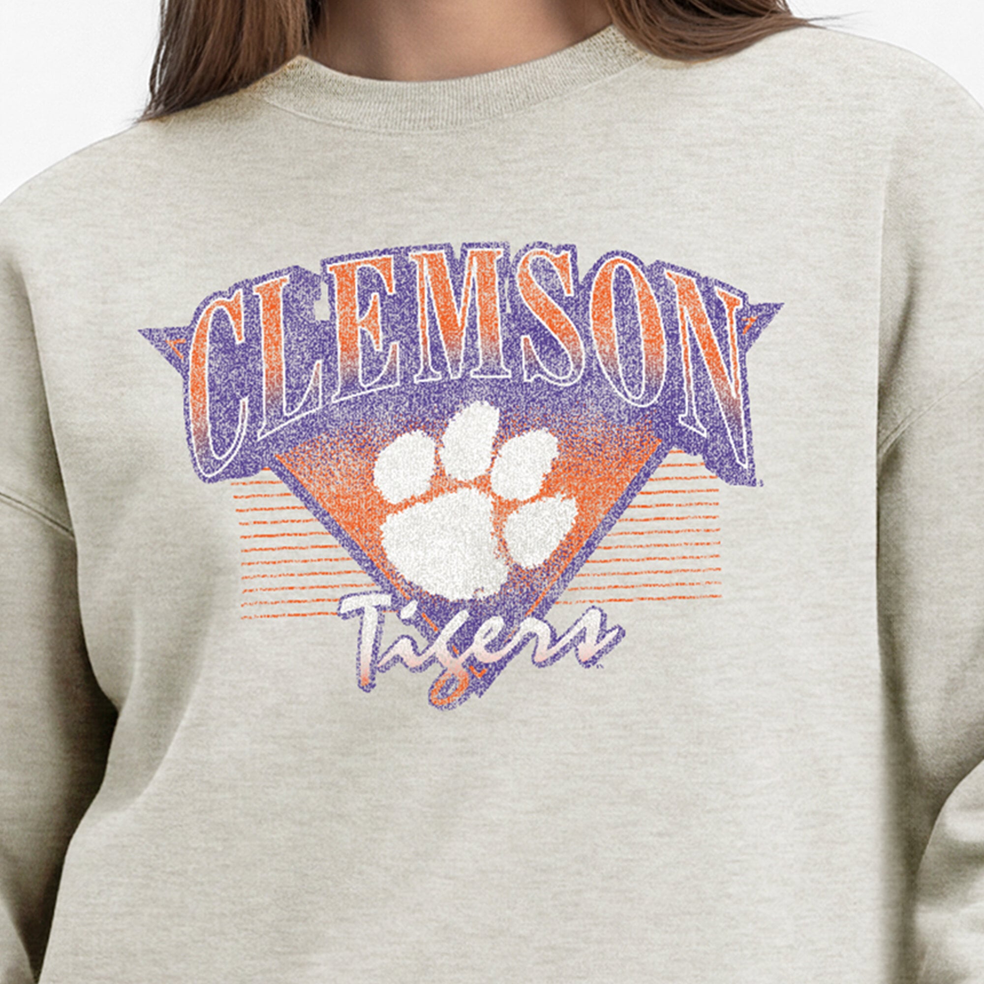 Women's Champion  Oatmeal Clemson Tigers All-Star Weave Sweatshirt