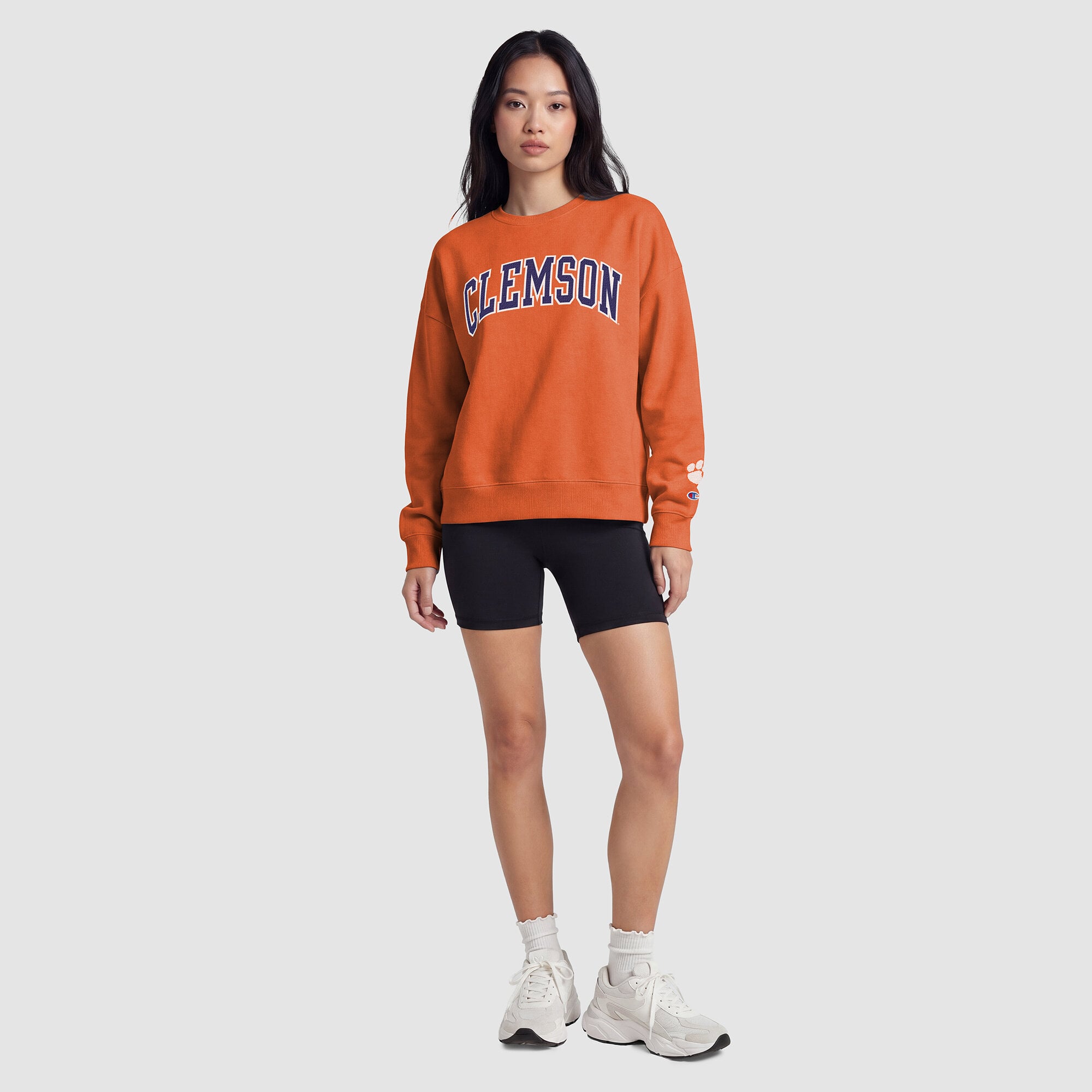 Women's Champion Orange Clemson Tigers Fleece Crew Sweatshirt