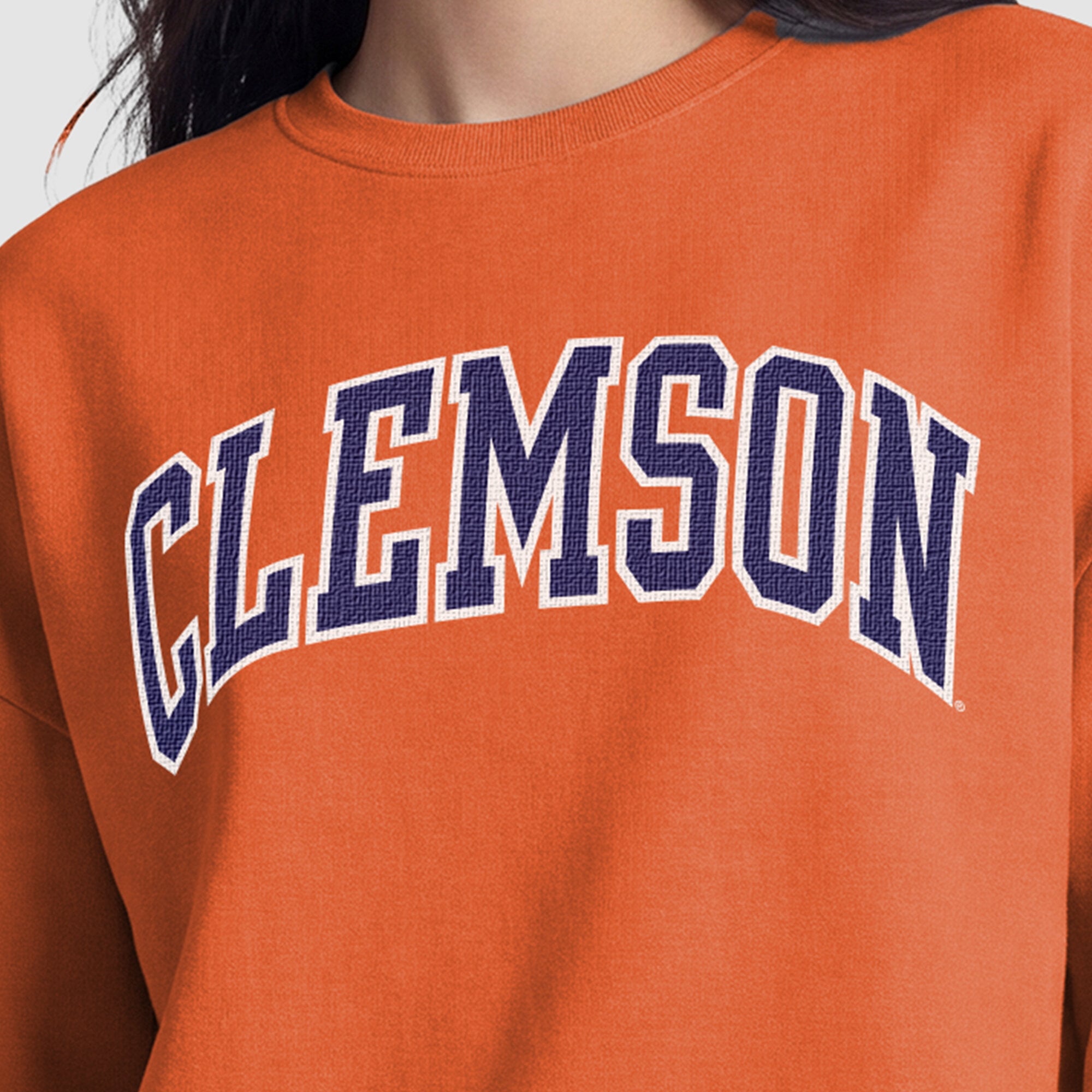 Women's Champion Orange Clemson Tigers Fleece Crew Sweatshirt