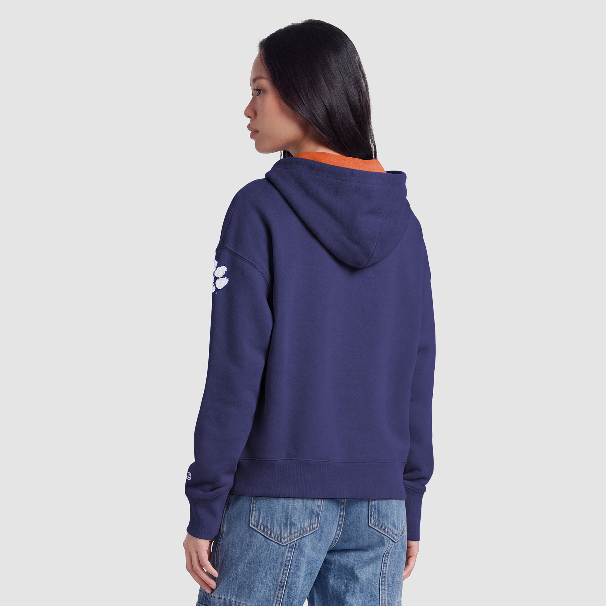 Sweat à capuche zippé en polaire Champion violet Clemson Tigers Arch pour femme