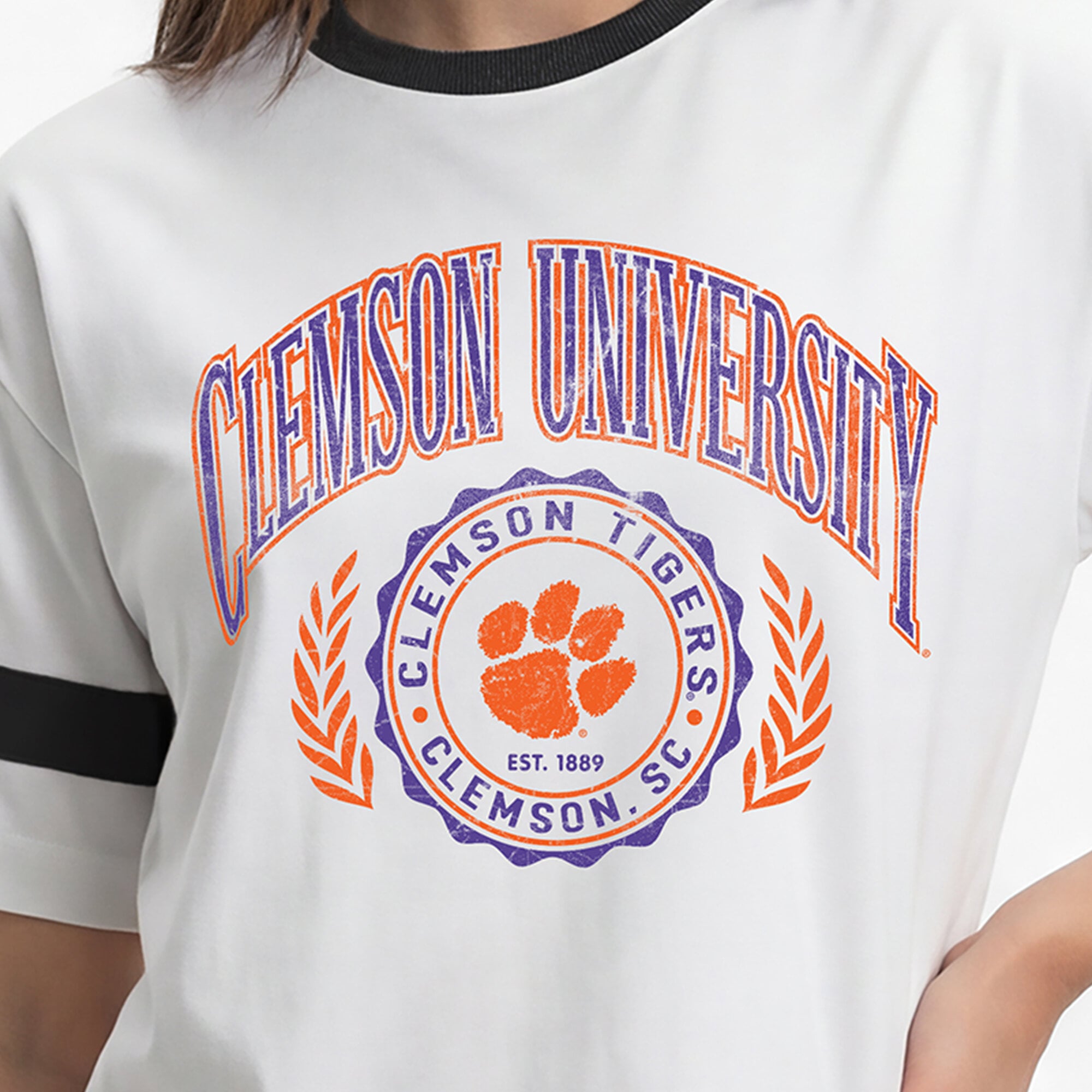 Women's Champion White Clemson Tigers Retro Oversized T-Shirt