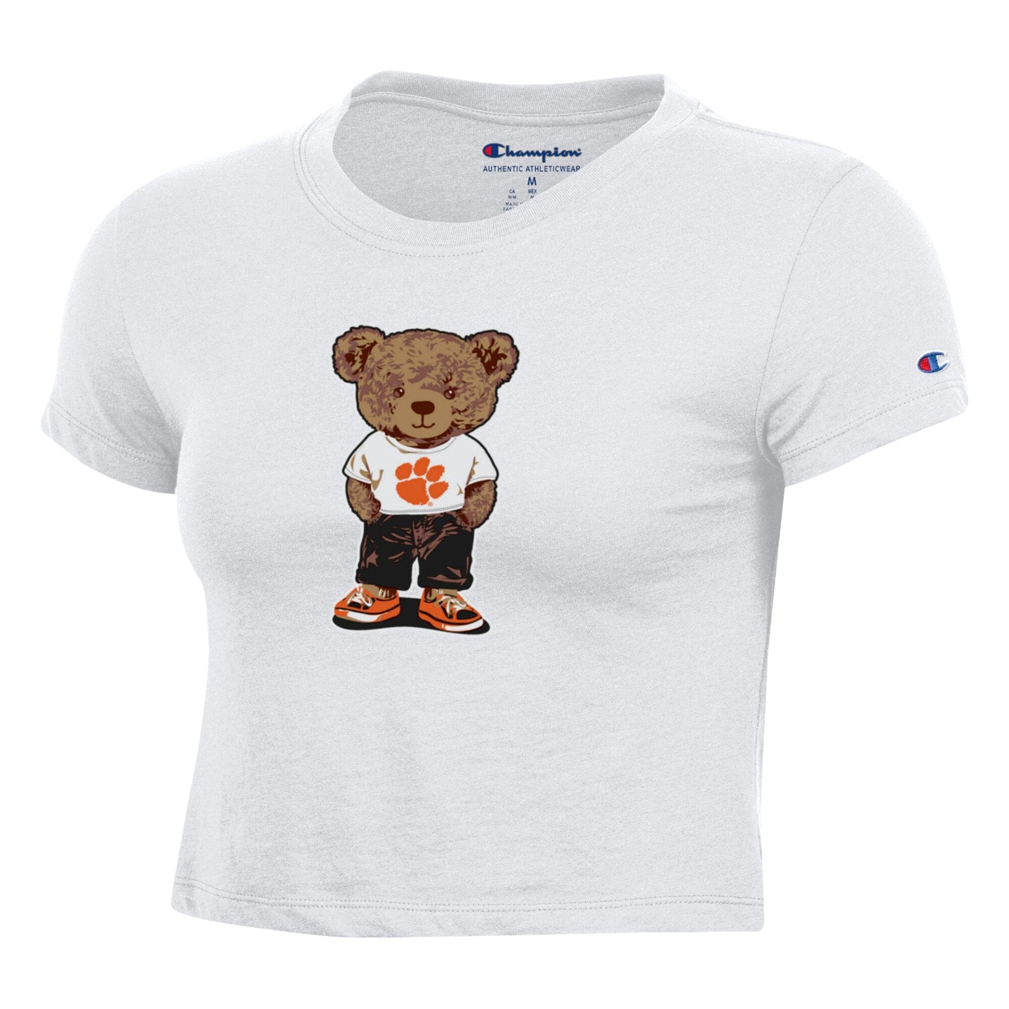 Women's Champion  White Clemson Tigers Teddy Bear Baby T-Shirt