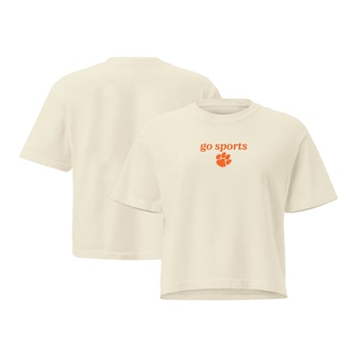 Clemson Tigers Comfort Colors Women's Go Sports Cropped T-Shirt - Cream