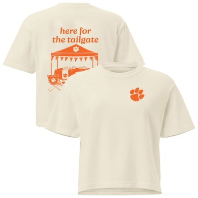 T-shirt court pour femme Clemson Tigers Comfort Colors « Here For The Tailgate » - Crème