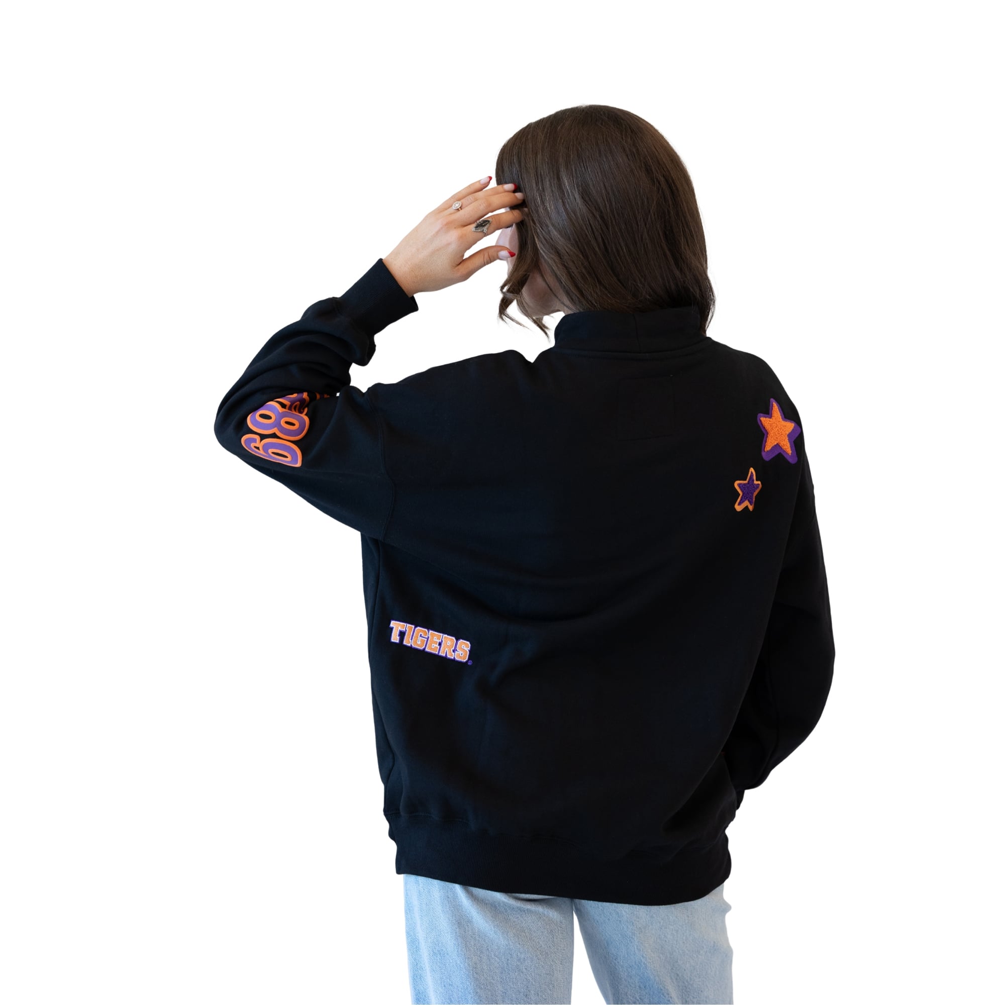 Sweat-shirt à col montant noir Clemson Tigers pour femmes, collection Gameday Social