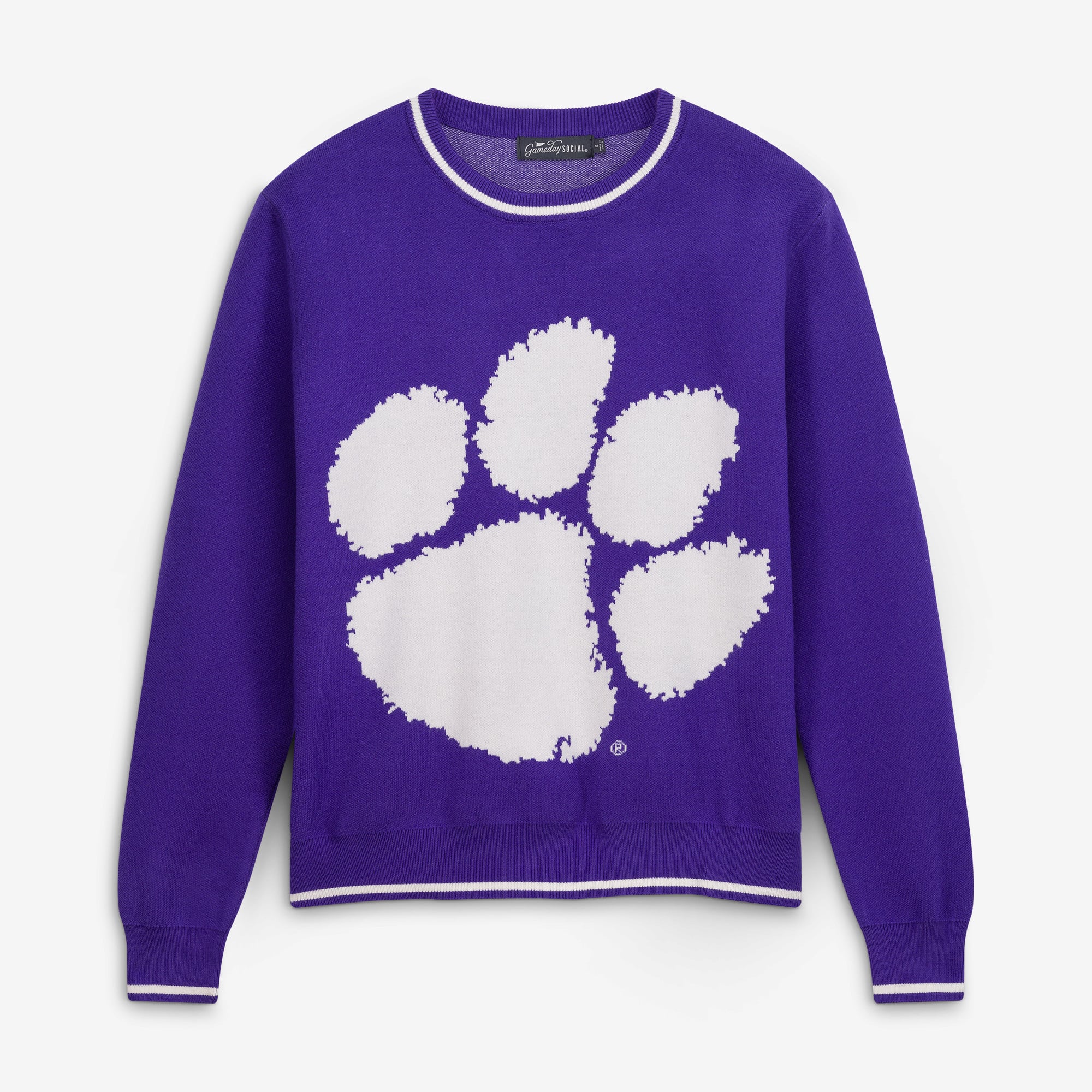 Pull-over violet à motif mascotte des Clemson Tigers pour femmes, idéal les jours de match.