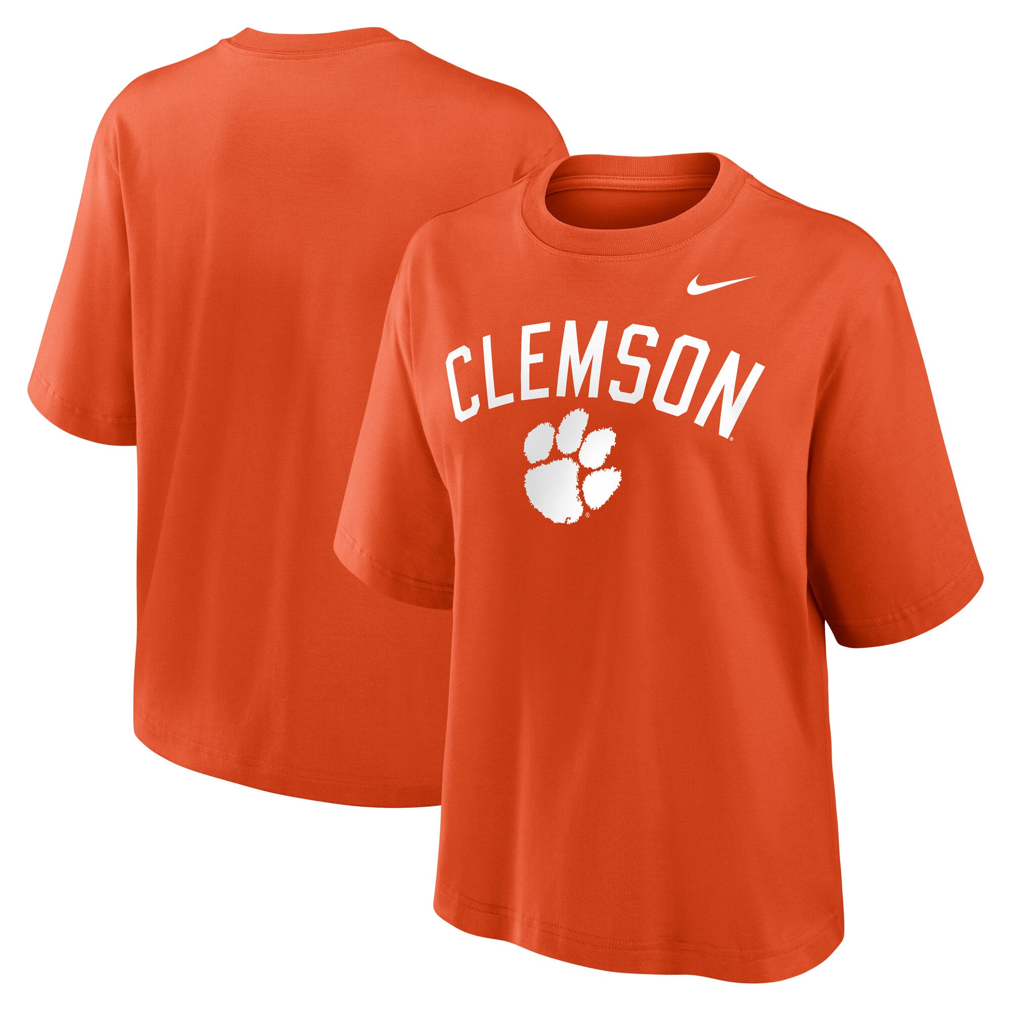 Women's Nike Orange Clemson Tigers Arch Logo Boxy T-Shirt