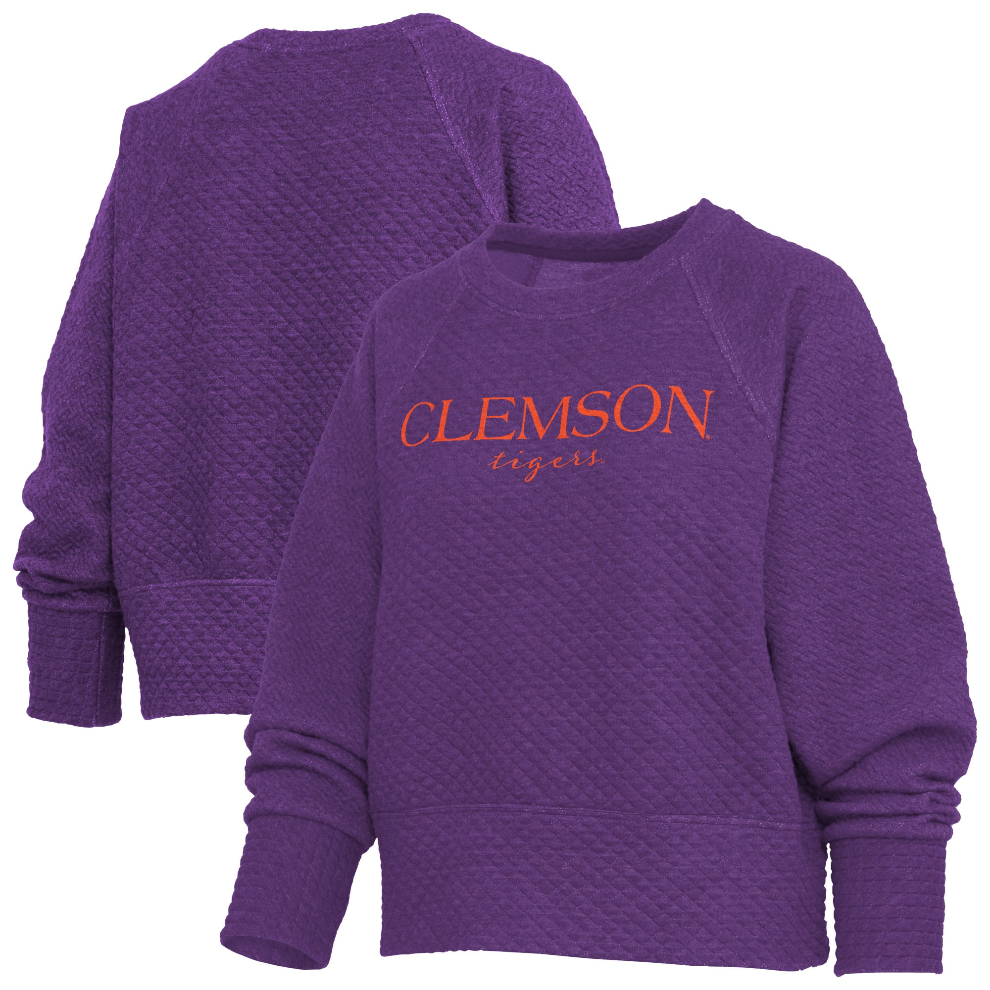 Sweat-shirt matelassé Champagne Nova pour femme, couleur violette, des Clemson Tigers de Pressbox