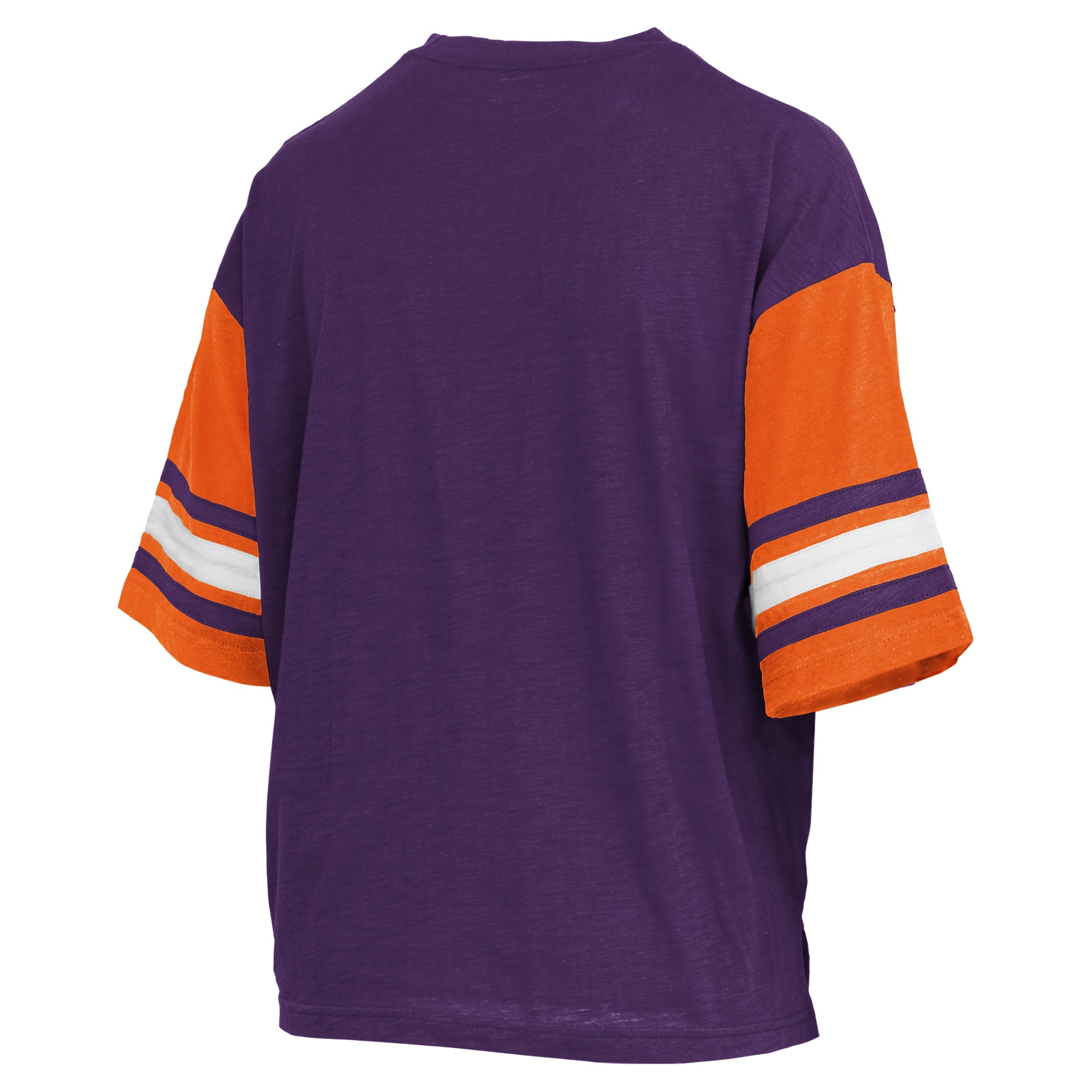 T-shirt Pressbox violet pour femmes, motif sceau colorblock Clemson Tigers du dimanche