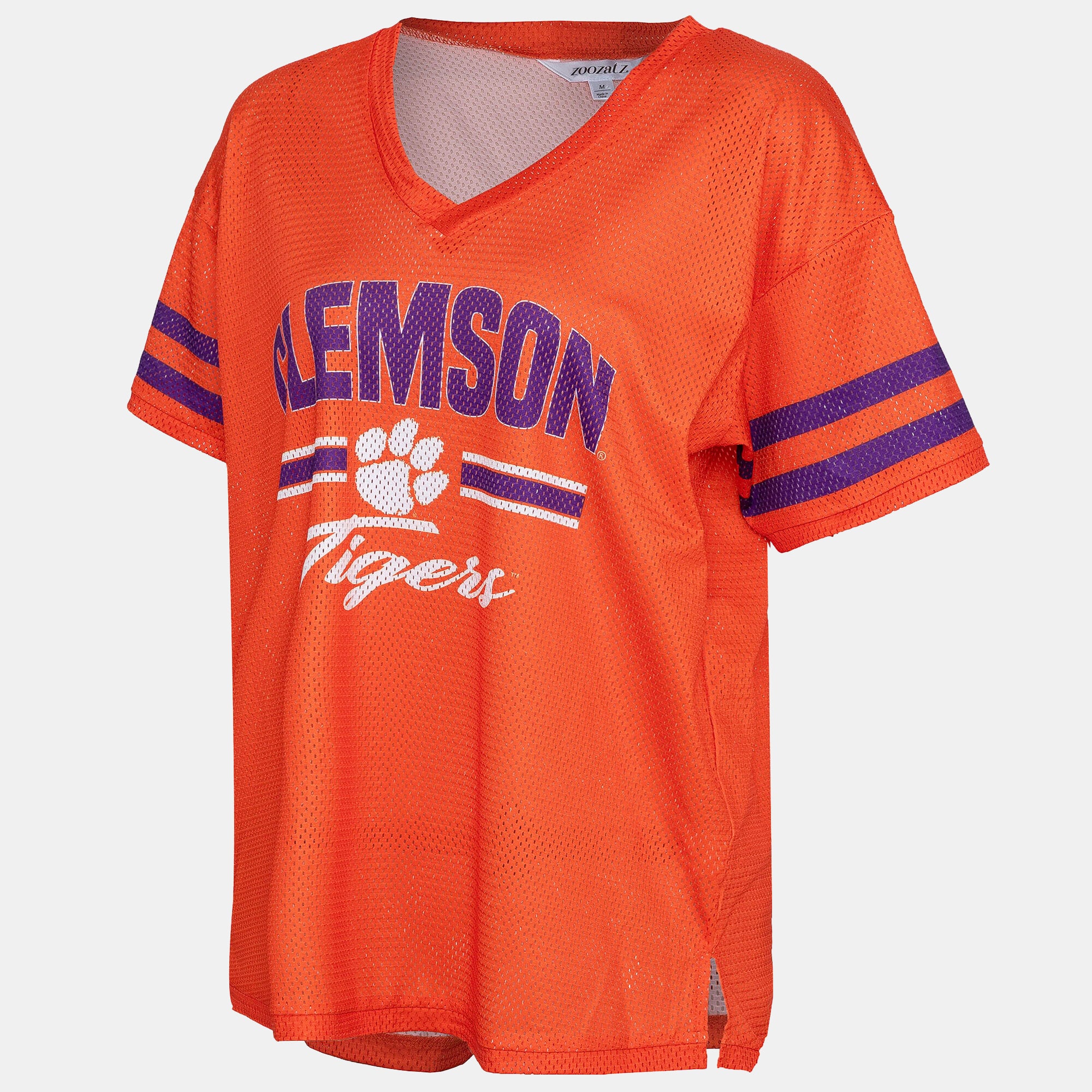 Women's ZooZatz Orange Clemson Tigers Mesh Jersey Kickoff T-Shirt