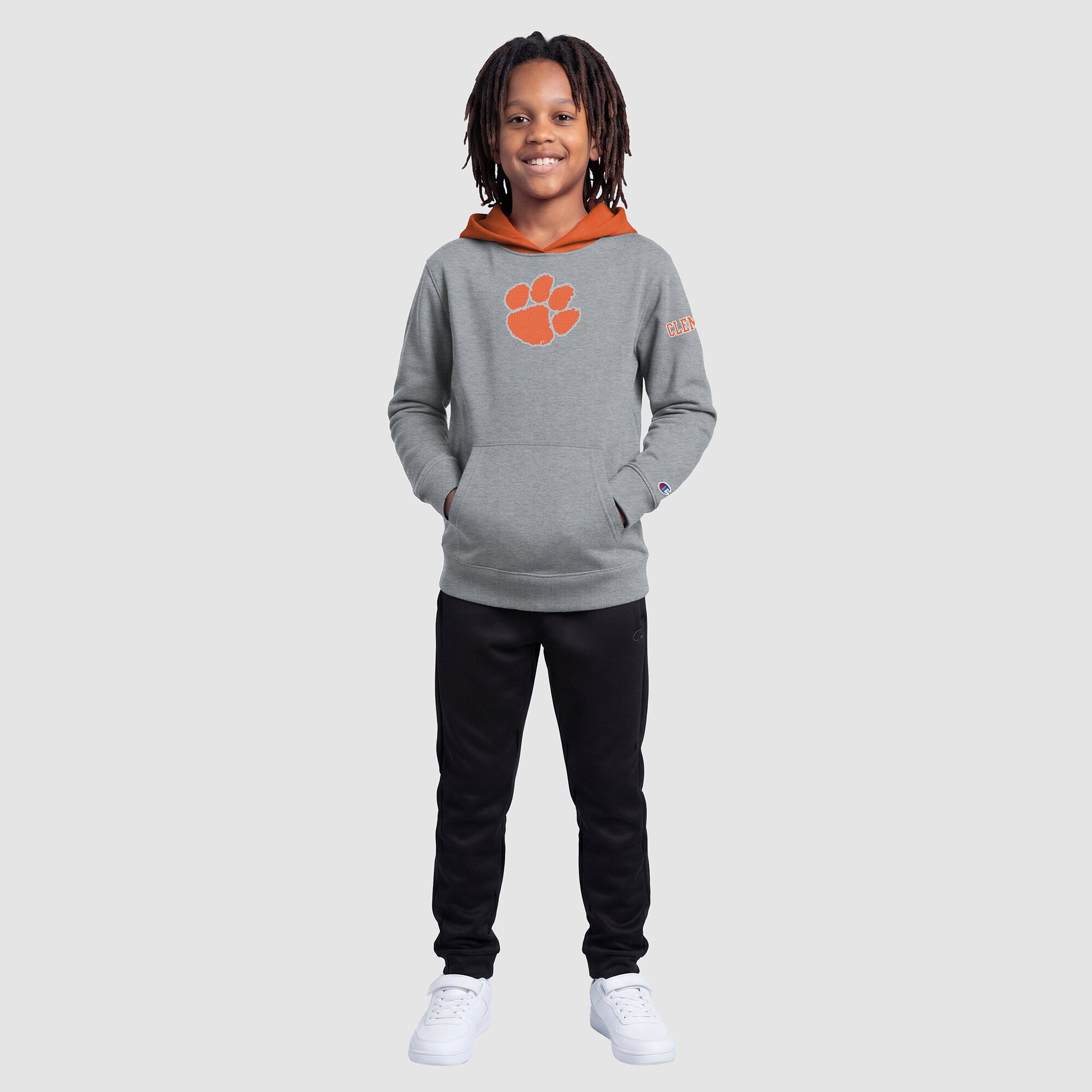Youth Champion Heather Gray Clemson Tigers Fleece Hoodie