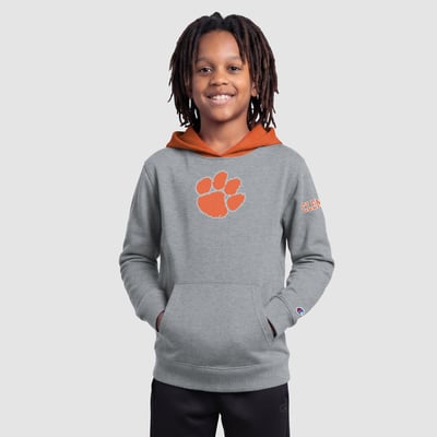  Clemson Tigers Champion Youth Fleece Hoodie - Heather Gray