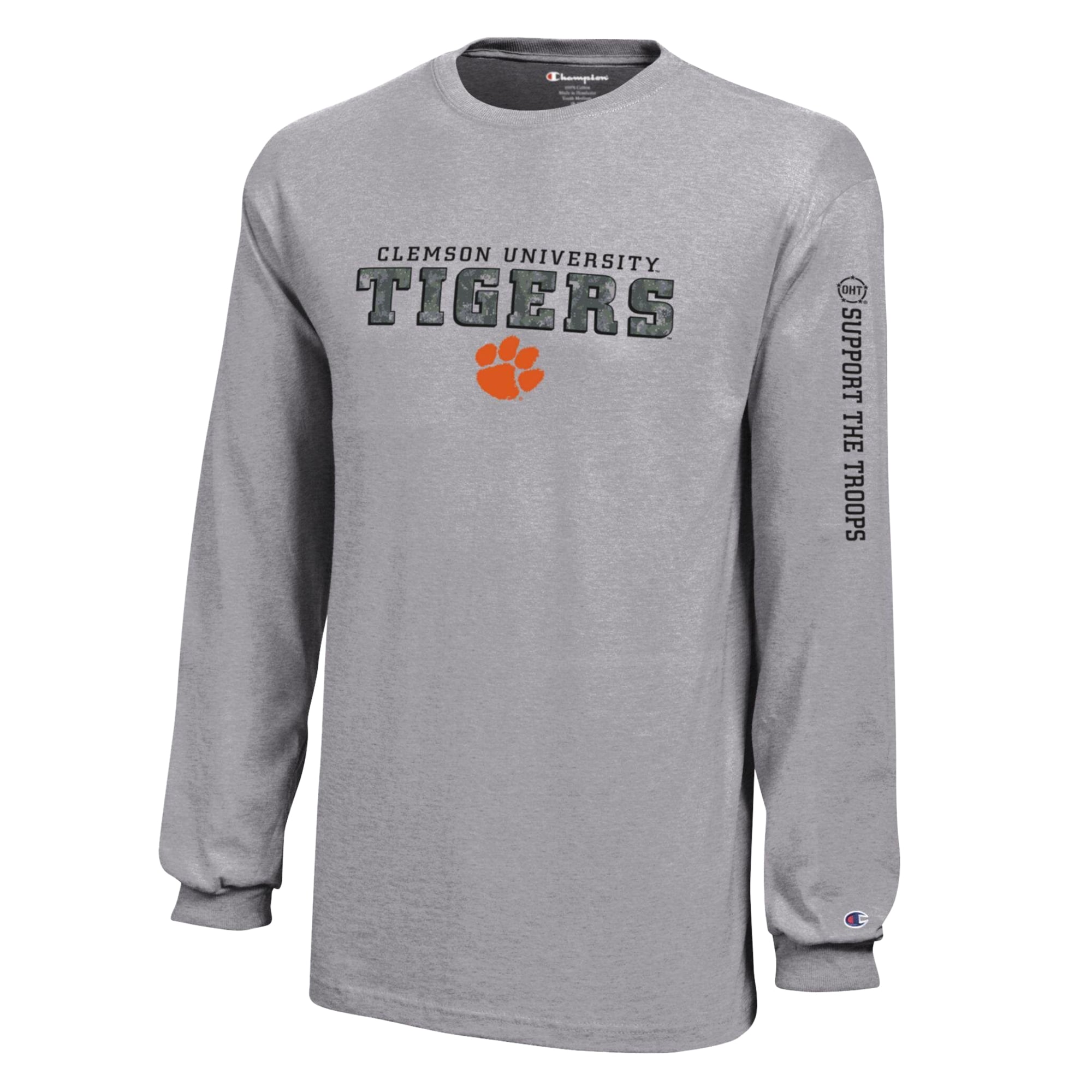 T-shirt à manches longues Youth Champion Heather Gray Clemson Tigers Operation Hat Trick