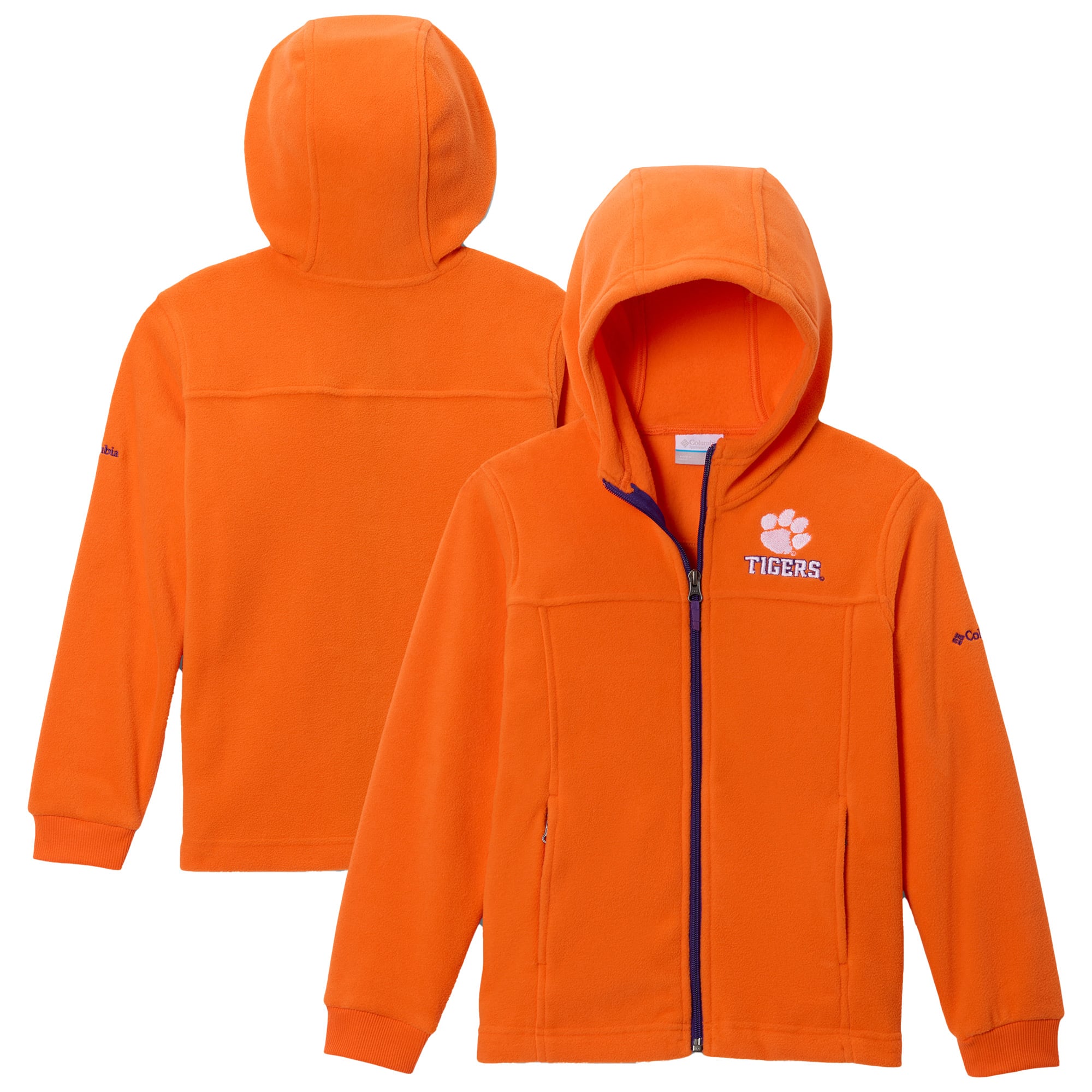 Sweat à capuche zippé en polaire Columbia Orange Clemson Tigers pour jeunes