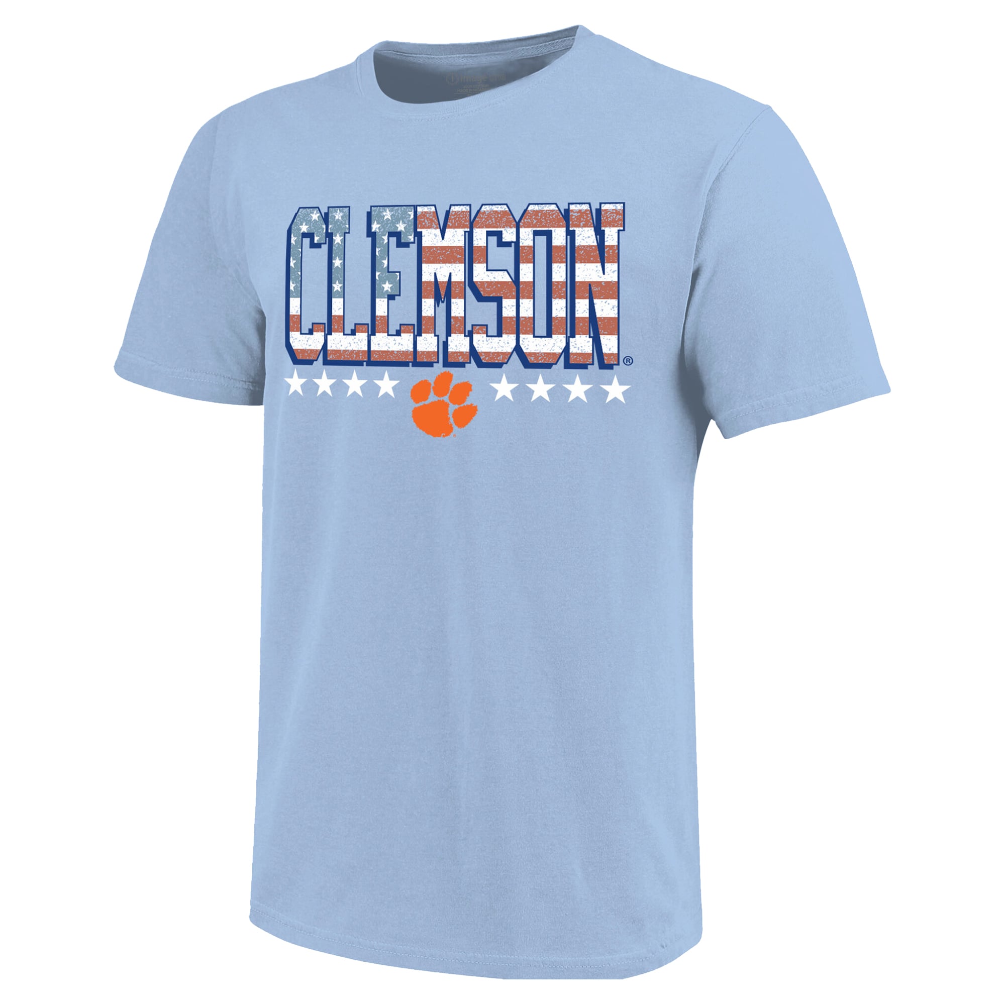 Youth Light Blue Clemson Tigers Americana Flag T-Shirt