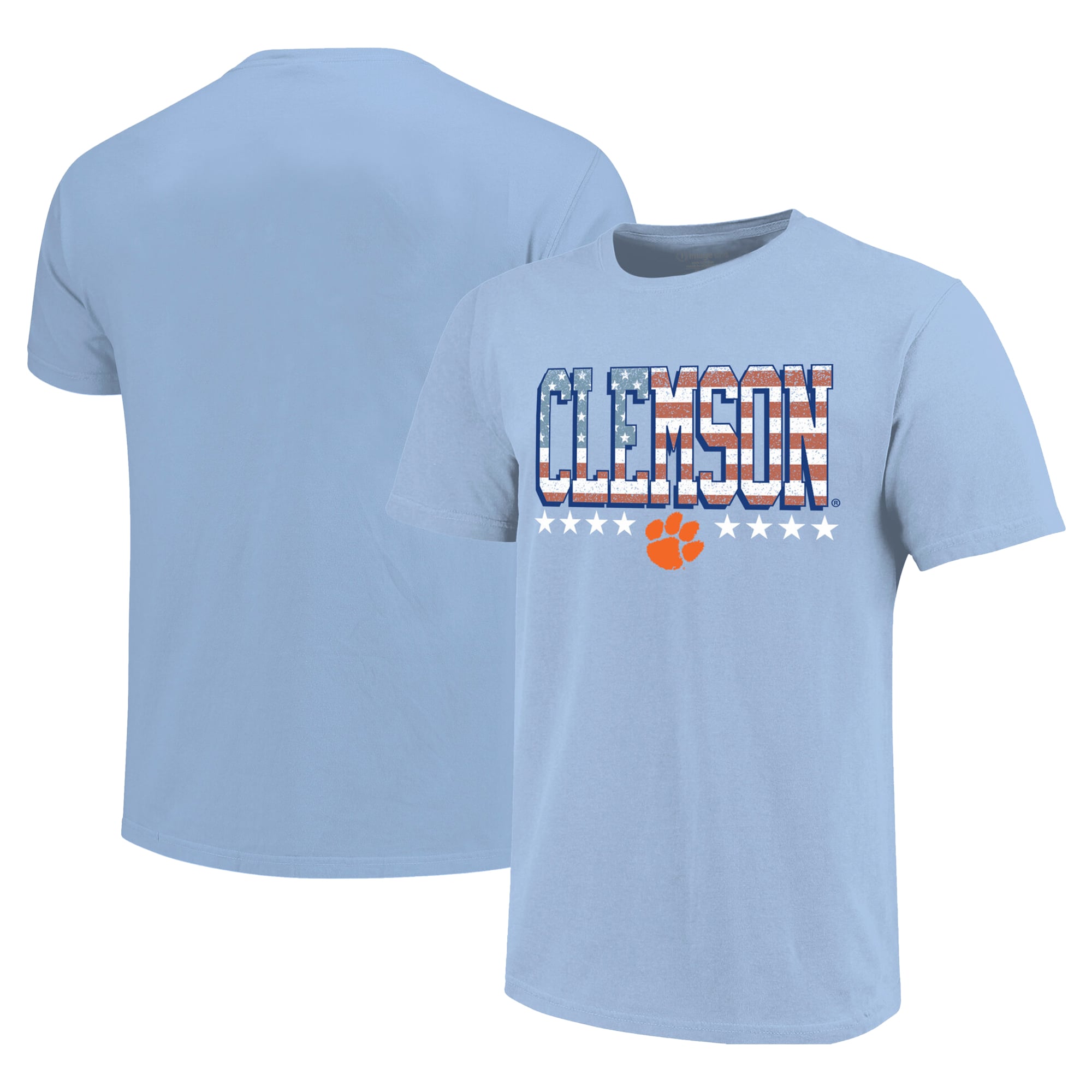 Youth  Light Blue Clemson Tigers Americana Flag T-Shirt