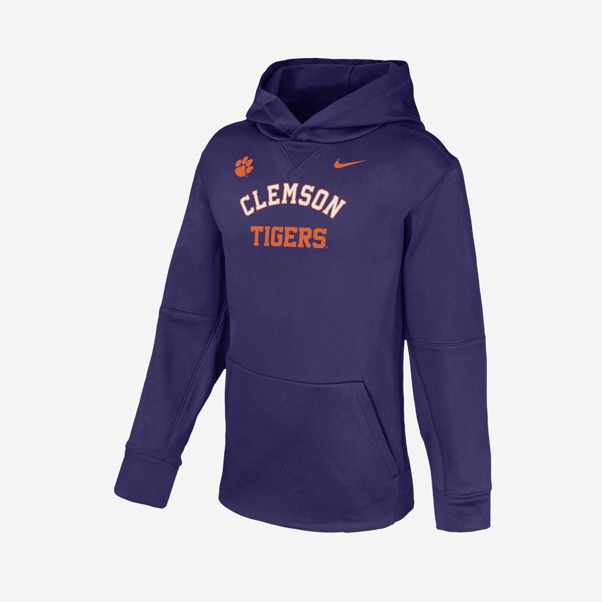 Youth Nike  Purple Clemson Tigers Arched Therma-FIT Hoodie