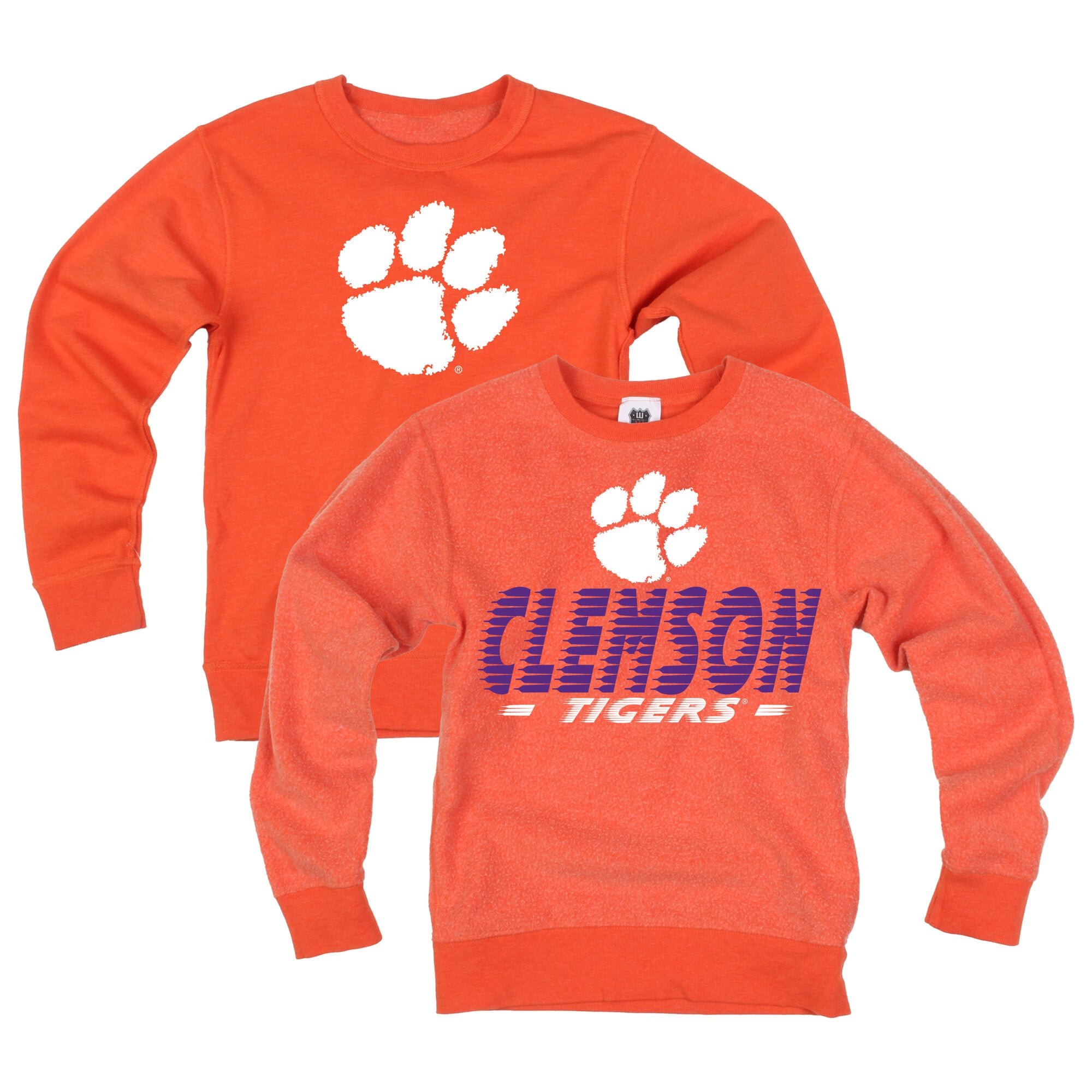 Youth Wes & Willy Orange Clemson Tigers Reversible Sweatshirt