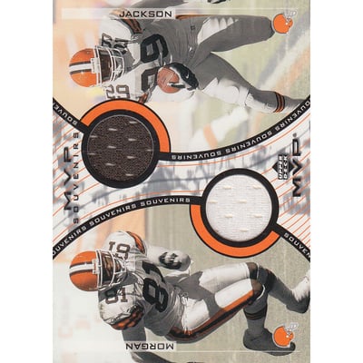 2002 Upper Deck MVP Souvenirs Doubles #SDMJ Quincy Morgan/James Jackson