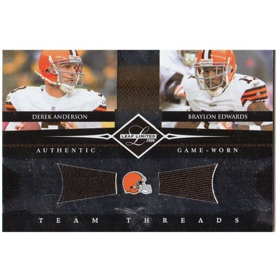 2008 Leaf Limited Team Threads Dual #2 Derek Anderson/Braylon Edwards