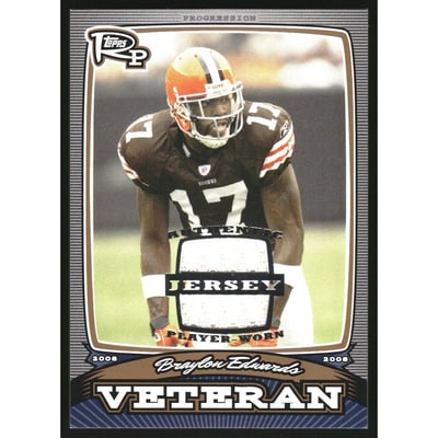 2008 Topps Rookie Progression Veterans Game Worn Jerseys Bronze #PVBE Braylon Edwards