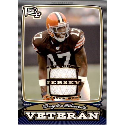 2008 Topps Rookie Progression Veterans Game Worn Jerseys Gold #PVBE Braylon Edwards