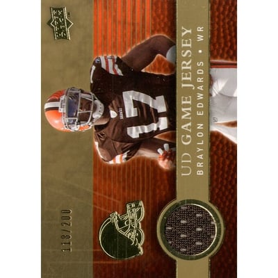2008 Upper Deck Game Jerseys Gold #UDGJBE Braylon Edwards