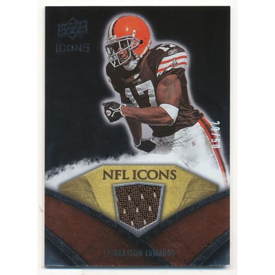 2008 Upper Deck Icons NFL Icons Jersey Gold #NFL50 Braylon Edwards