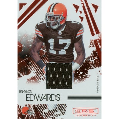 2009 Donruss Rookies and Stars Longevity Materials Ruby #24 Braylon Edwards/299