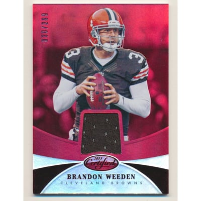 2013 Certified Mirror Red Materials #9 Brandon Weeden/299
