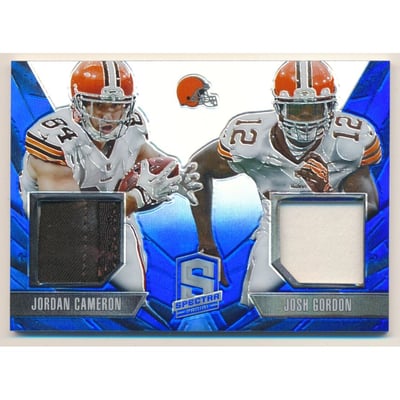 2013 Panini Spectra Combo Materials Spectra Blue #6 Jordan Cameron/Josh Gordon/99