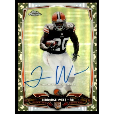 2014 Topps Chrome Mini Rookie Autographs Camo Refractors #202 Terrance West