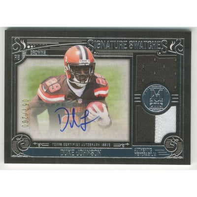 2015 Topps Museum Collection Signatures Swatches Dual Relic Autographs #SSDRDJ Duke Johnson/100