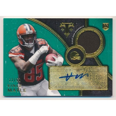 2015 Topps Triple Threads Rookie Autograph Relics Emerald #TTRARVM Vince Mayle
