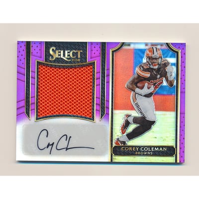 2016 Select Jumbo Rookie Signature Swatches Prizm Purple #JSCC Corey Coleman/49
