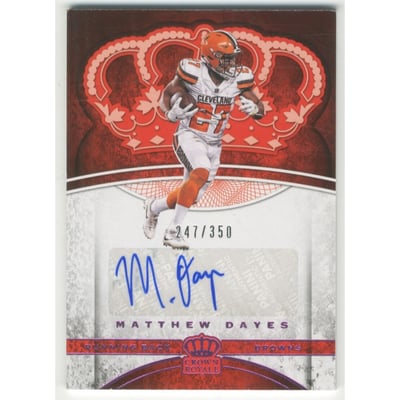 2017 Crown Royale Platinum Rookie Autographs Pink #15 Matthew Dayes/350