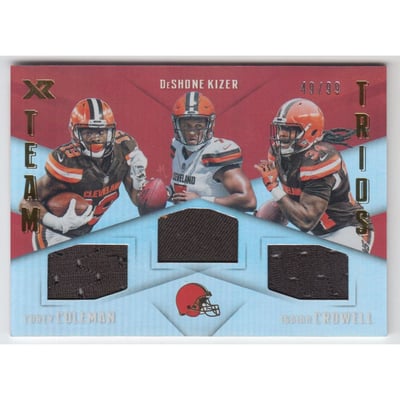 2017 Panini XR Team Trios Materials #4 DeShone Kizer/Corey Coleman/Isaiah Crowell/99