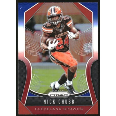 2019 Panini Prizm Prizms Red White and Blue #89 Nick Chubb