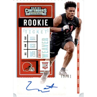 2020 Panini Contenders Rookie Ticket Stub #198B Curtis Weaver AU/61